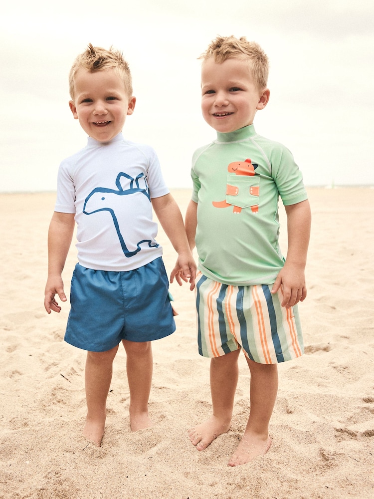 Green/Blue Rash Vest and Shorts Set (3mths-7yrs) - Image 3 of 10