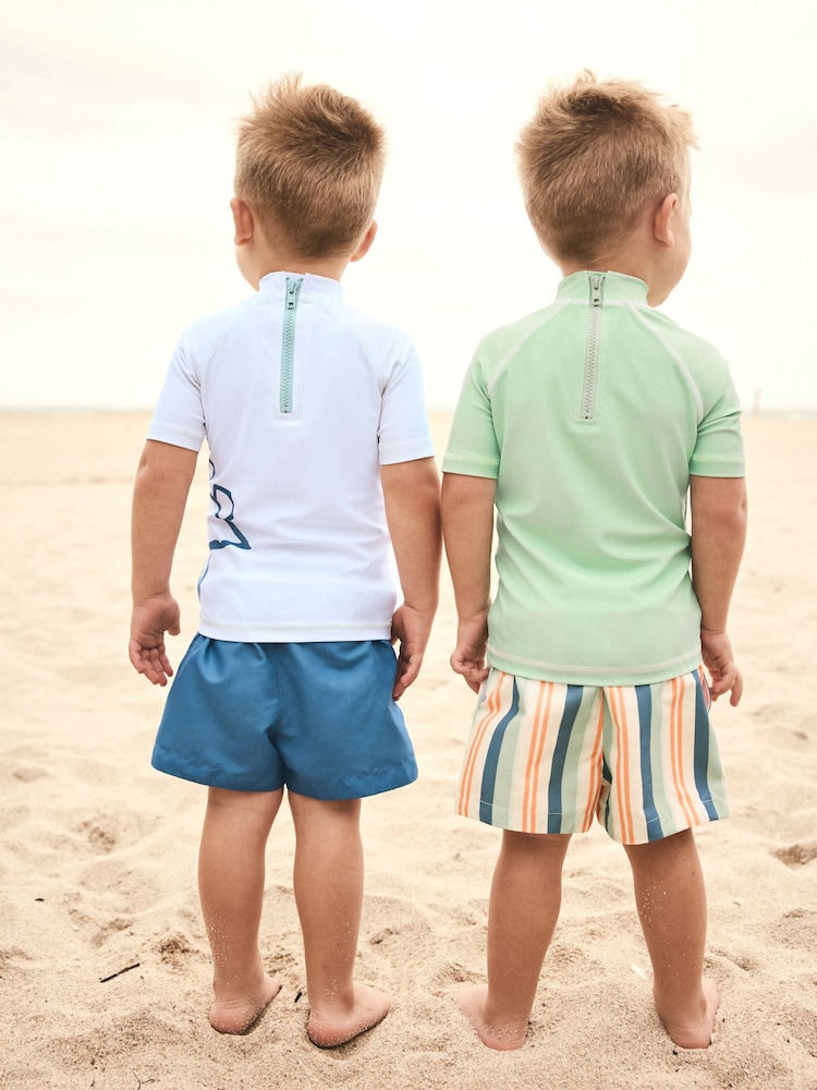 Green/Blue Rash Vest and Shorts Set (3mths-7yrs) - Image 4 of 10