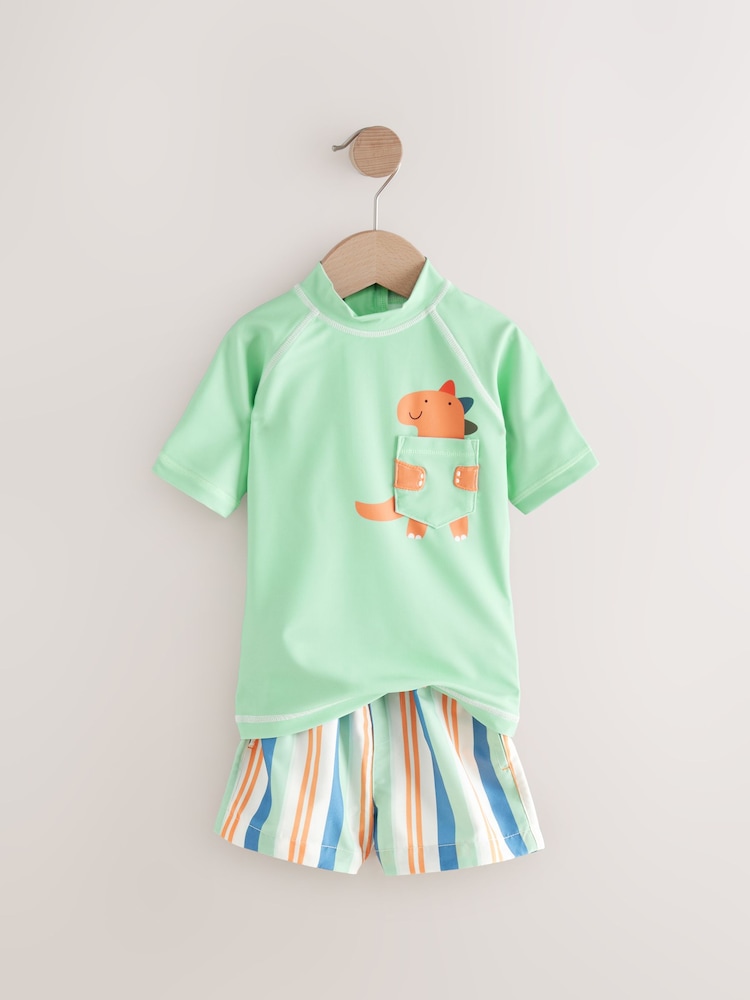Green/Blue Rash Vest and Shorts Set (3mths-7yrs) - Image 6 of 10