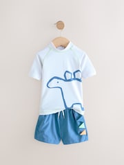 Green/Blue Rash Vest and Shorts Set (3mths-7yrs) - Image 7 of 10