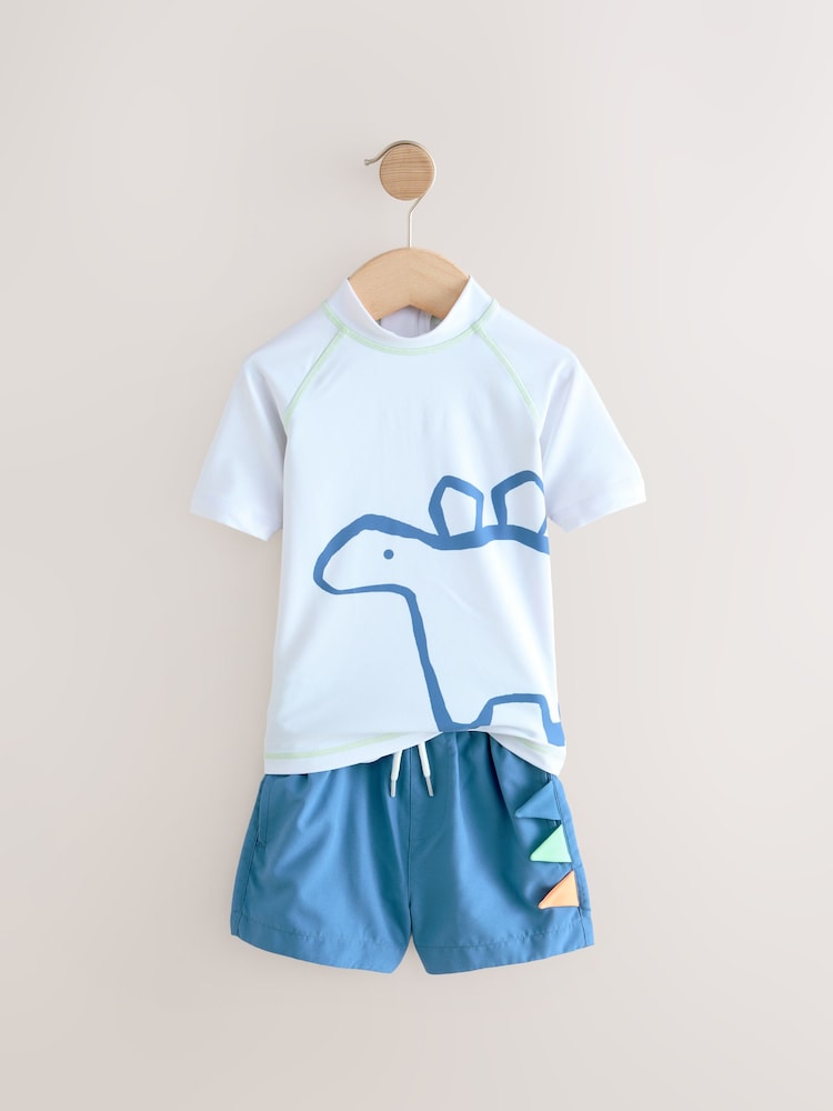 Green/Blue Rash Vest and Shorts Set (3mths-7yrs) - Image 7 of 10