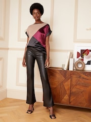 Love & Roses Red Colour Block Roll Sleeve T-Shirt - Image 4 of 4
