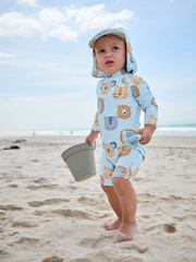 Blue Sunsafe Swimsuit and Hat Set (3mths-7yrs) - Image 1 of 1