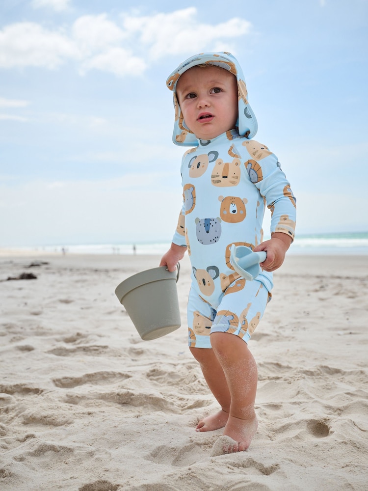 Blue Sunsafe Swimsuit and Hat Set (3mths-7yrs) - Image 1 of 1