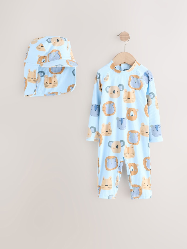 Albastru - Set costum de baie și pălărie Sunsafe (3luni -7ani) - Image 6 of 9