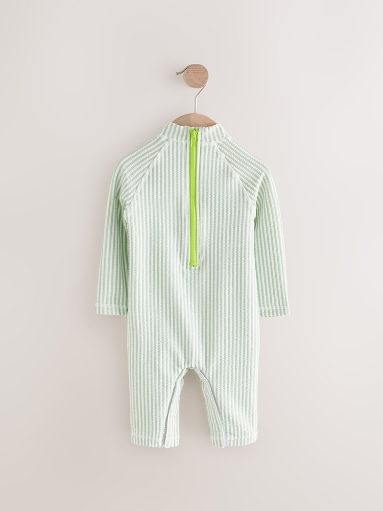 Green Stripe Sunsafe Swimsuit and Hat Set (3mths-7yrs) - Image 2 of 4 Green Stripe Sunsafe Swimsuit and Hat Set (3mths-7yrs) - Image 2 of 4