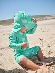 Green Sunsafe Swimsuit and Hat Set (3mths-7yrs) - Image 1 of 1