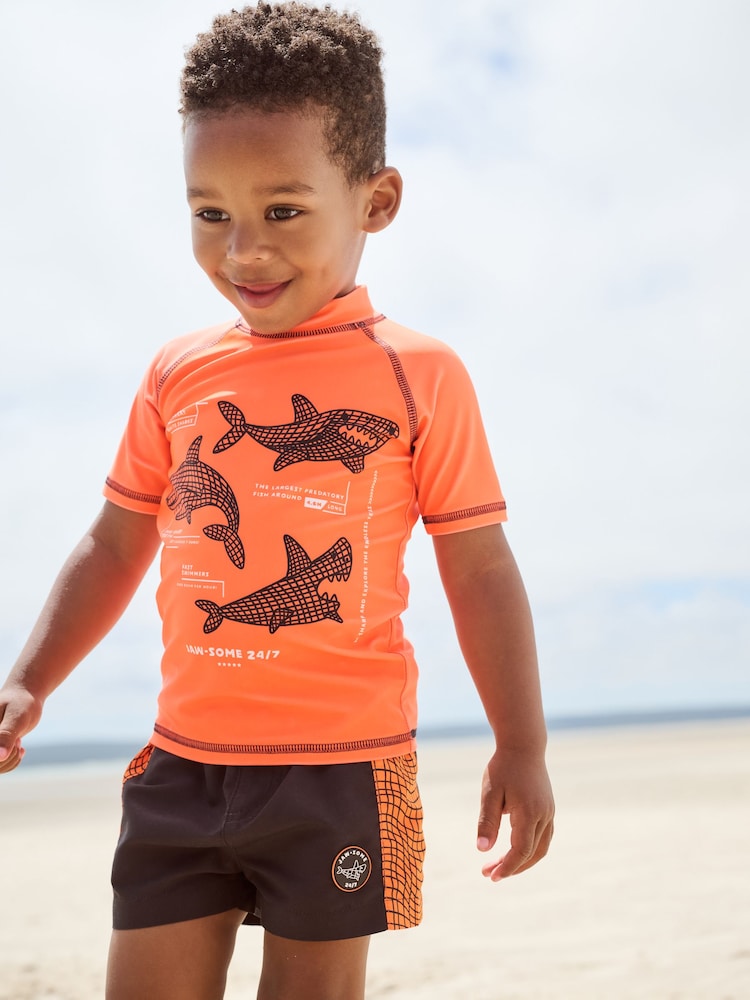 Orange Rash Vest and Shorts Set (3mths-7yrs) - Image 1 of 10