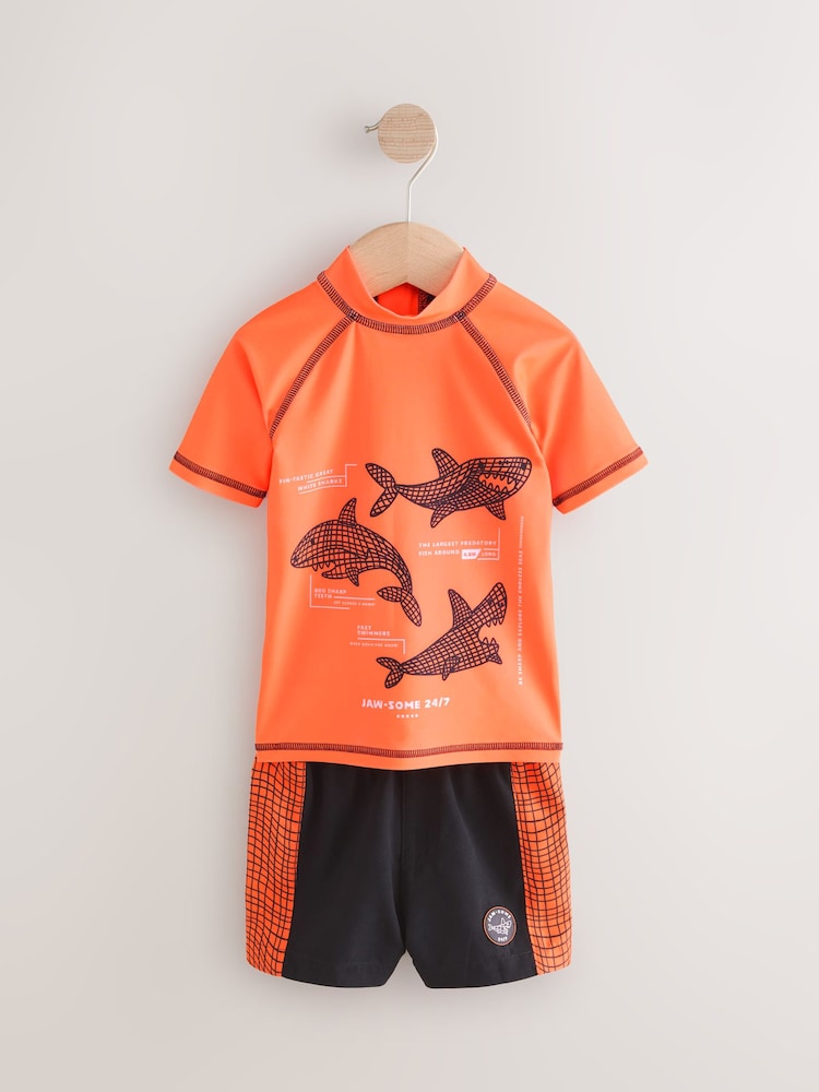 Orange - Rash Vest and Shorts Set (3mths-7yrs) - Image 7 of 10