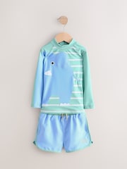 Mint Green Elephant Rash Vest and Shorts Set (3mths-7yrs) - Image 4 of 8