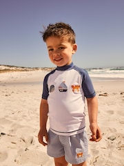Blue/White Stripe Rash Vest and Shorts Set (3mths-7yrs) - Image 1 of 5