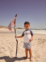 Blue/White Stripe Rash Vest and Shorts Set (3mths-7yrs) - Image 2 of 5