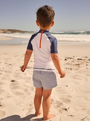 Blue/White Stripe Rash Vest and Shorts Set (3mths-7yrs) - Image 3 of 5