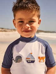 Blue/White Stripe Rash Vest and Shorts Set (3mths-7yrs) - Image 4 of 5