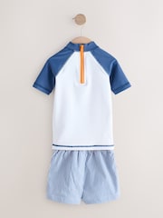 Blue/White Stripe Rash Vest and Shorts Set (3mths-7yrs) - Image 7 of 9