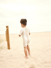 Neutral White Stripe Sunsafe All-In-One Swimsuit (3mths-7yrs) - Image 3 of 8