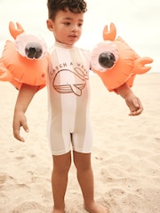 Neutral White Stripe Sunsafe All-In-One Swimsuit (3mths-7yrs) - Image 4 of 8
