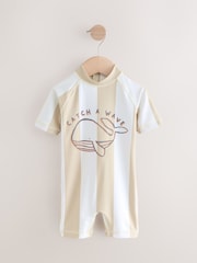 Neutral White Stripe Sunsafe All-In-One Swimsuit (3mths-7yrs) - Image 5 of 8