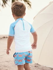 Blue White Crab Rash Vest and Shorts Set (3mths-7yrs) - Image 2 of 8