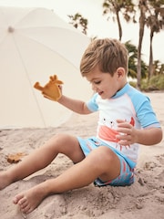 Blue White Crab Rash Vest and Shorts Set (3mths-7yrs) - Image 3 of 8