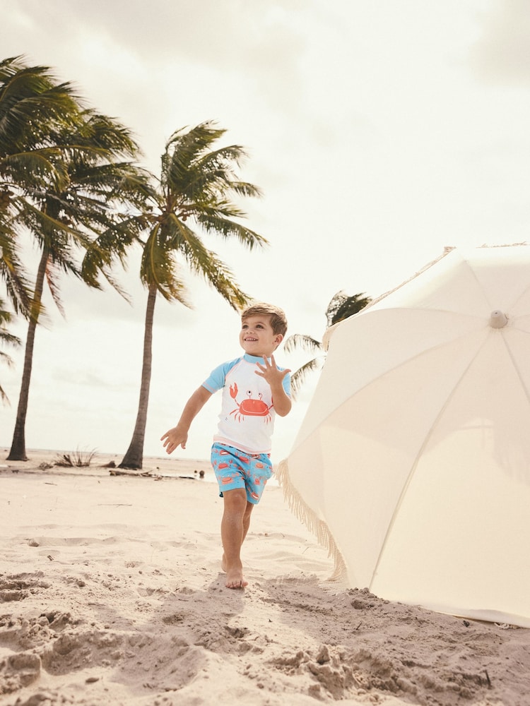 Blue White Crab Rash Vest and Shorts Set (3mths-7yrs) - Image 5 of 8