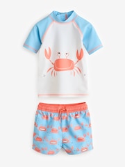 Blue White Crab Rash Vest and Shorts Set (3mths-7yrs) - Image 6 of 8