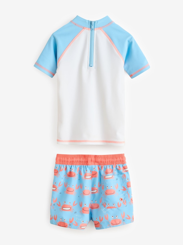 Blue White Crab Rash Vest and Shorts Set (3mths-7yrs) - Image 7 of 8