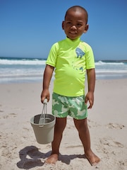 Yellow Green Shark Rash Vest and Shorts Set (3mths-7yrs) - Image 1 of 9