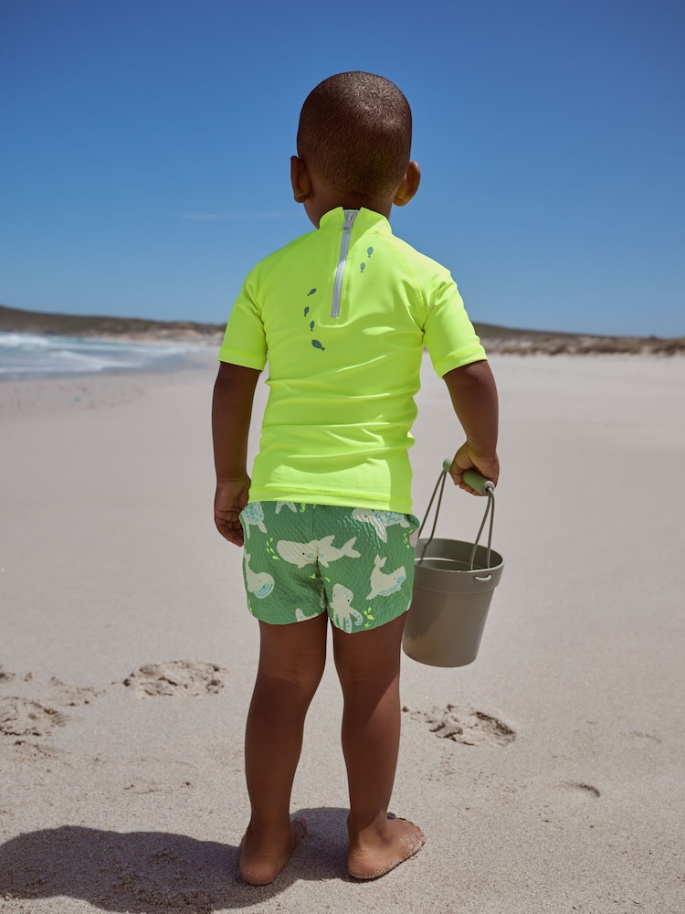 Yellow Green Shark Rash Vest and Shorts Set (3mths-7yrs) - Image 3 of 9