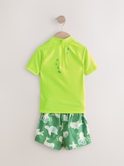 Yellow Green Shark Rash Vest and Shorts Set (3mths-7yrs) - Image 6 of 9
