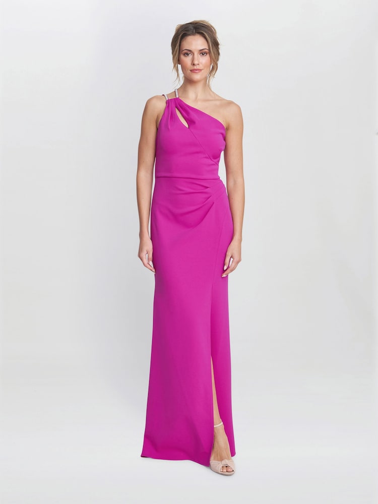Gina Bacconi Pink Bryony One Shoulder Maxi Dress - Image 1 of 6