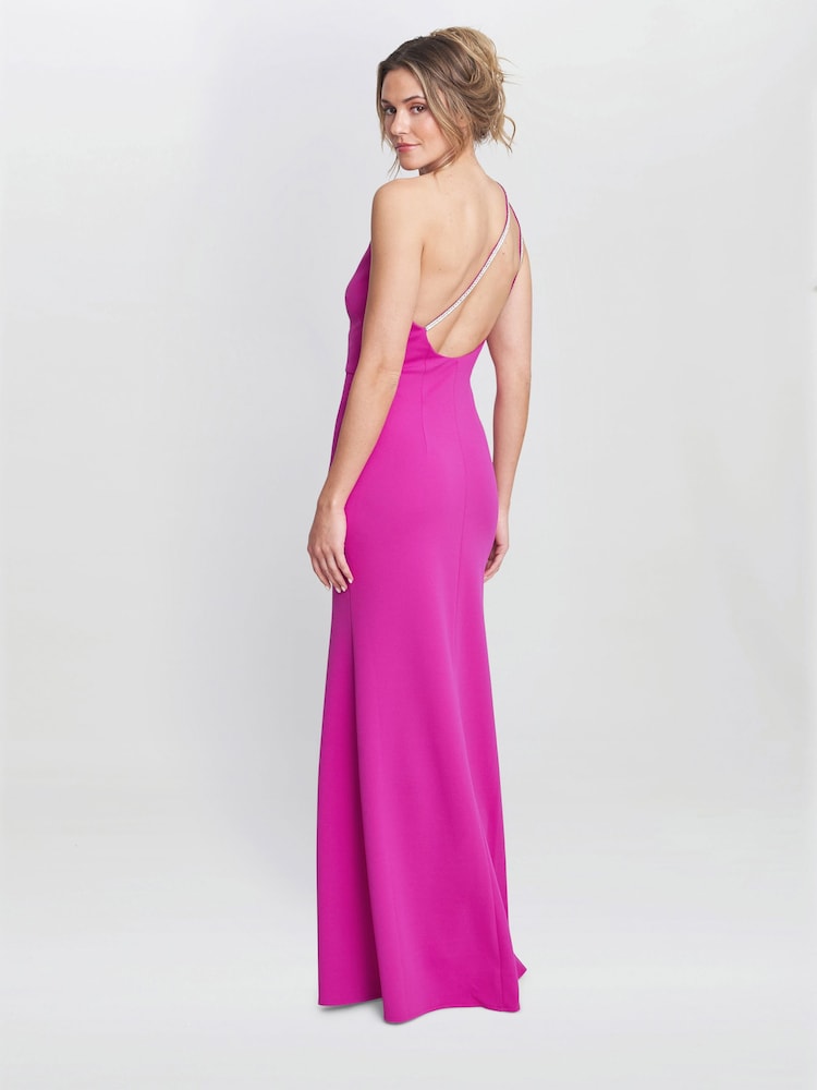 Gina Bacconi Pink Bryony One Shoulder Maxi Dress - Image 2 of 6