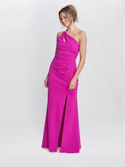 Gina Bacconi Pink Bryony One Shoulder Maxi Dress - Image 3 of 6
