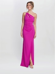 Gina Bacconi Pink Bryony One Shoulder Maxi Dress - Image 5 of 6