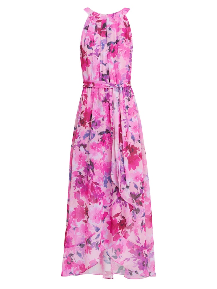 Gina Bacconi Pink Hermione Printed Keyhole Halter Maxi Dress - Image 6 of 6