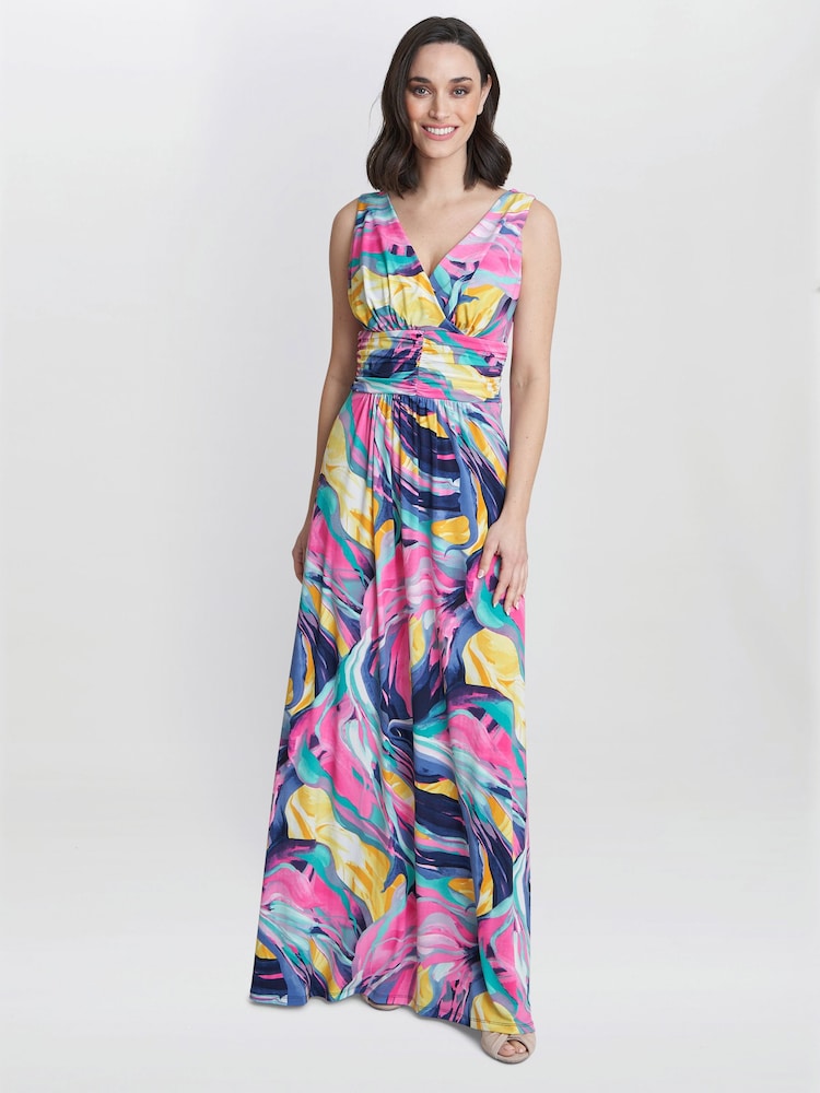 Gina Bacconi Pink Camille Jersey Maxi Dress - Image 1 of 5