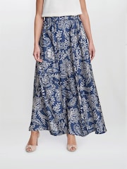 Gina Bacconi Blue Dakota Satin Elastic Waist Skirt - Image 1 of 6