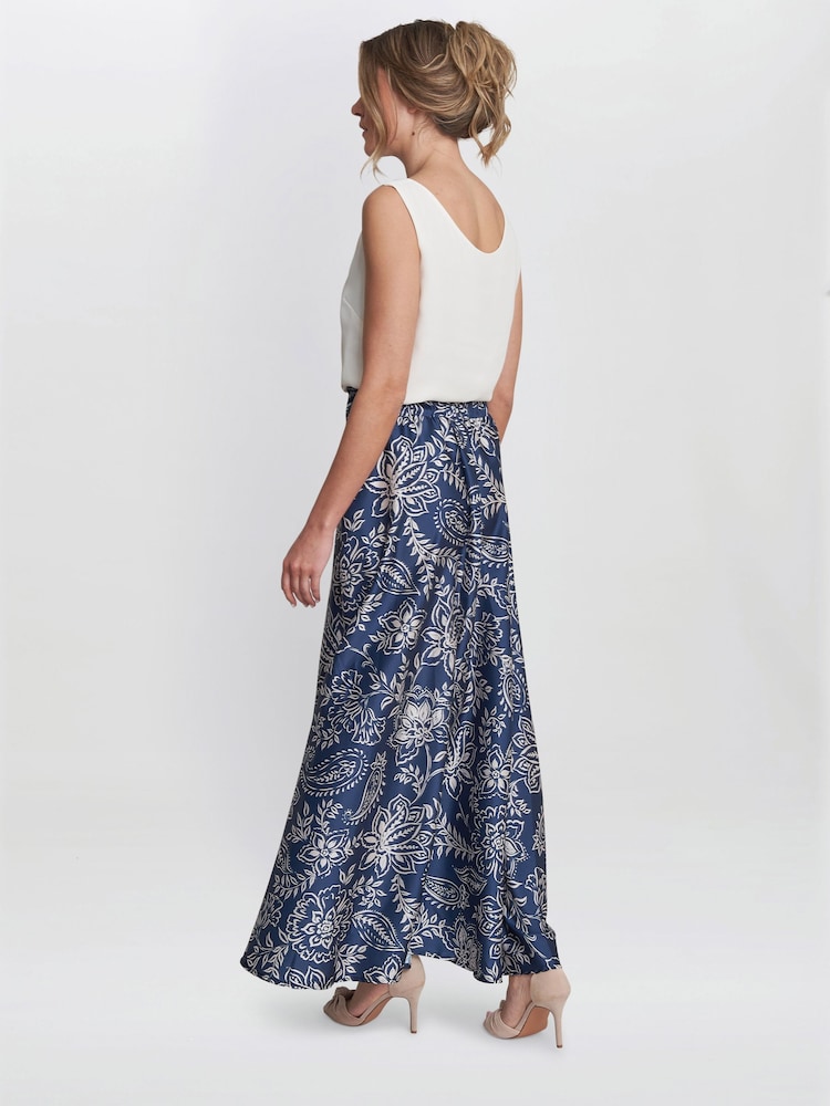 Gina Bacconi Blue Dakota Satin Elastic Waist Skirt - Image 2 of 6