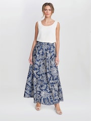 Gina Bacconi Blue Dakota Satin Elastic Waist Skirt - Image 5 of 6
