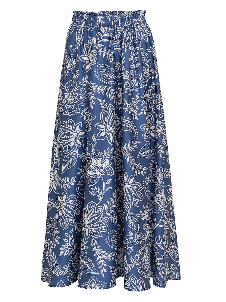 Gina Bacconi Blue Dakota Satin Elastic Waist Skirt - Image 6 of 6