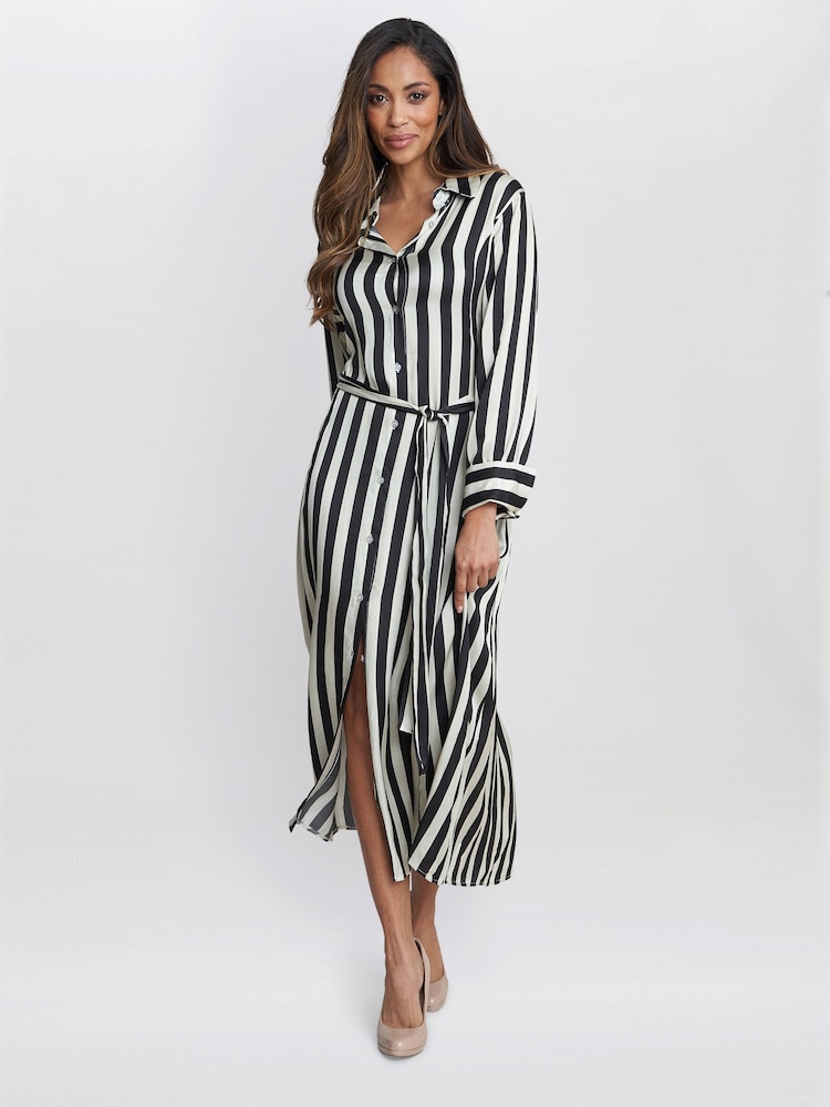 Gina Bacconi Katarina Satin Shirt Black Dress - Imagen 1 de 6 Gina Bacconi Katarina Satin Shirt Black Dress - Imagen 1 de 6