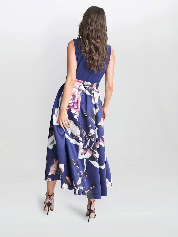 Gina Bacconi Blue Megan Sleeveless Floral High Low Dress - Image 2 of 5