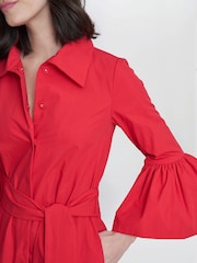 Gina Bacconi Red Melinda Taffeta Shirt Dress - Image 4 of 6
