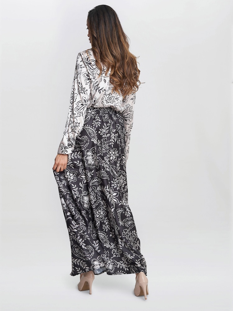 Gina Bacconi Dakota Satin Elastic Waist Black Skirt - Image 2 of 4