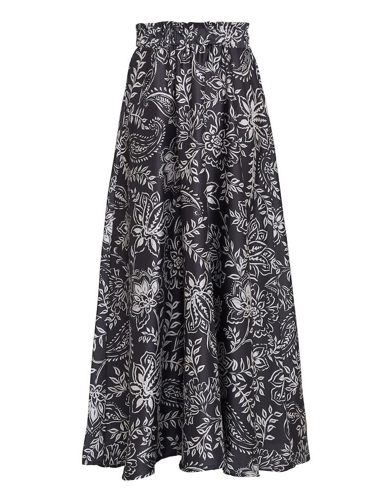 Gina Bacconi Dakota Satin Elastic Waist Black Skirt - Image 4 of 4