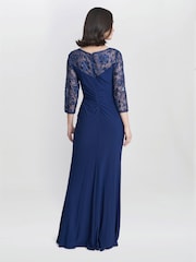 Gina Bacconi Blue Sonia Maxi Knot Front Sweetheart Dress - Image 2 of 5
