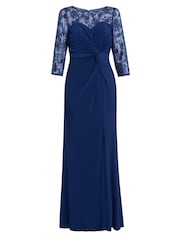 Gina Bacconi Blue Sonia Maxi Knot Front Sweetheart Dress - Image 5 of 5