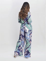 Gina Bacconi Blue Aruna Wide Leg Pull On Trousers - Image 2 of 4