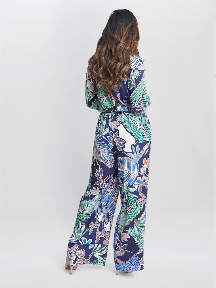 Gina Bacconi Blue Aruna Wide Leg Pull On Trousers - Image 2 of 4