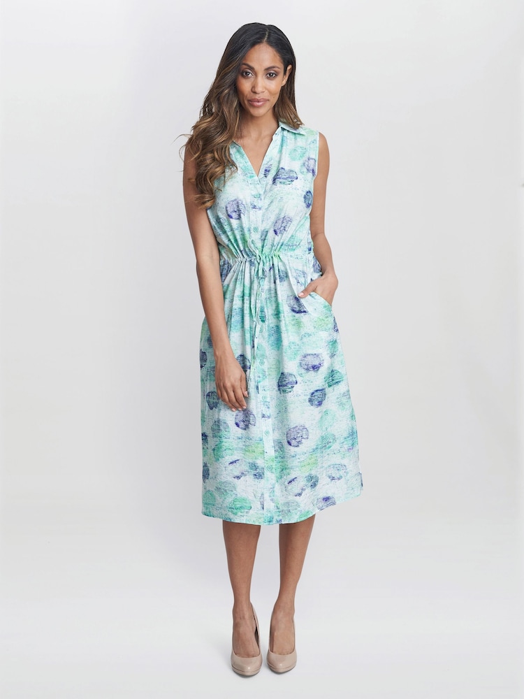Gina Bacconi Roseline Print Holiday White Dress - Imagen 1 de 6 Gina Bacconi Roseline Print Holiday White Dress - Imagen 1 de 6